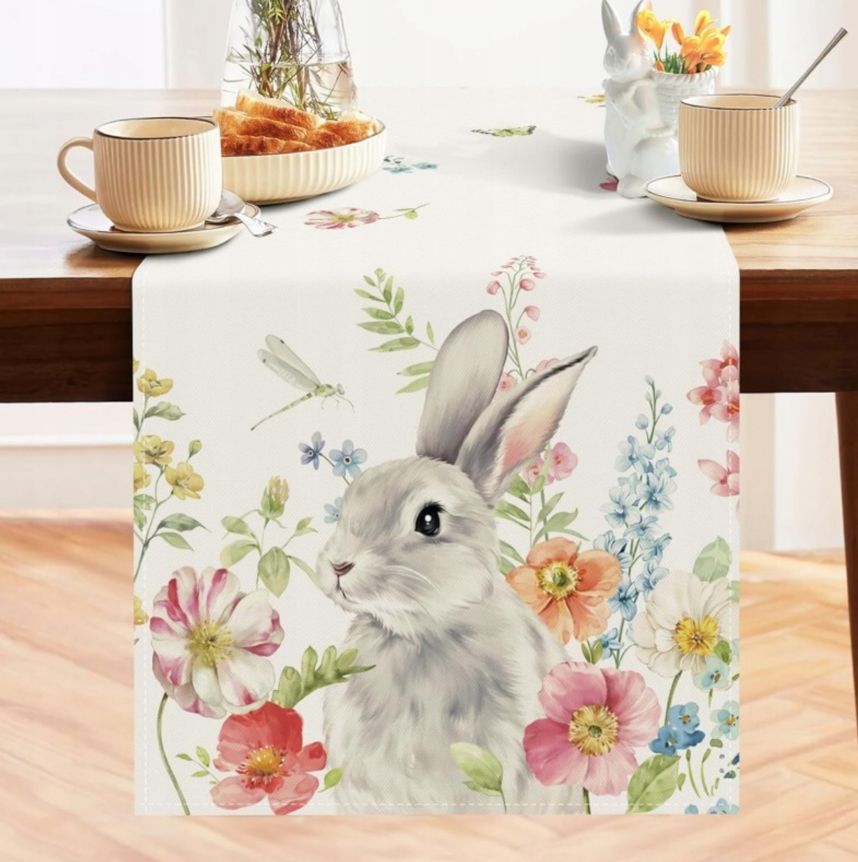 Lenvászon húsvéti asztali futó FLORABBIT 33x180 cm
