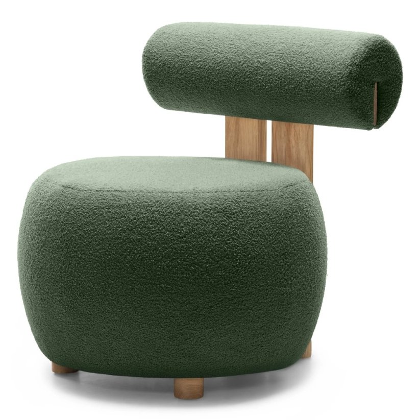 Sötétzöld design fotel HANNA, tölgy akciós termékkép 1