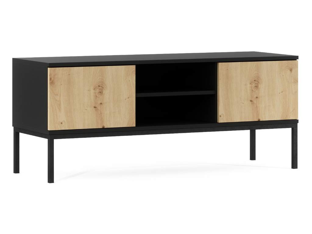 TV állvány LANZZI 120x40 cm, fekete/tölgy artisan akciós termékkép 1