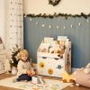 Bílá dětská knihovna KIDS 62,5x29,5x70 cm – stylový design s motivem vesmíru