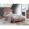 Čalouněná postel CHLOE VELVET 90x200 cm starorůžová s elegantním designem
