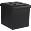 Černý skládací taburet ZAREX L z ekokůže s úložným prostorem