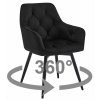 Elegantní otočné jídelní křeslo JORK360 VELVET černé do moderní jídelny