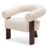 Designové křeslo KOKEI ALIA v krémové látce a dekoru ořech