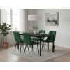 Černý stůl RAMOD mramor 100x60 a zelené židle TURIN – elegantní jídelní set