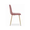 Stůl UMEKO dub a růžové židle KARA – moderní sametová jídelní sestava