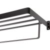 HANDY 60x22 cm černý – věšák na ručníky s háčky a odkládací plochou
