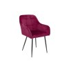 Tmavě růžové jídelní křeslo LOREN VELVET s černými nohami