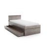 Minimalistická postel ELISA 90 x 200 cm dub lanýž s přírodním dekorem