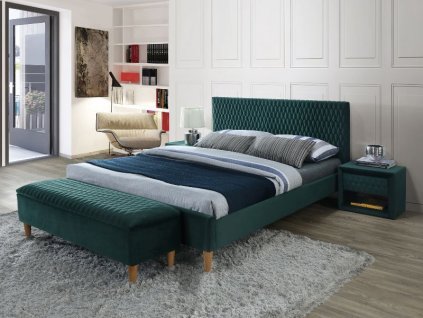 28625 zelena dvouluzkova postel azurro velvet 160 x 200 cm