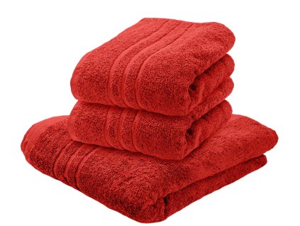 Prosop de corp Classic roșu cu bordură decorativă, 70 x 140 cm, 100% bumbac