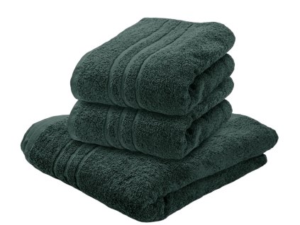 Prosop de corp Confort verde închis cu bordură clasică, 70 x 140 cm, 100% bumbac