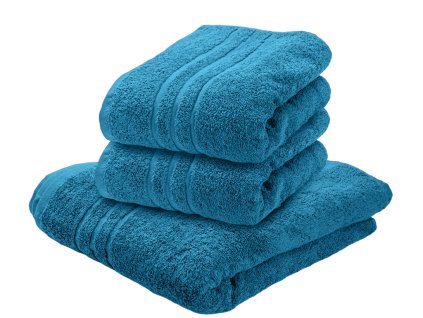 Prosop de corp Confort Maxi azuriu cu bordură decorativă, 100 x 180 cm, 100% bumbac