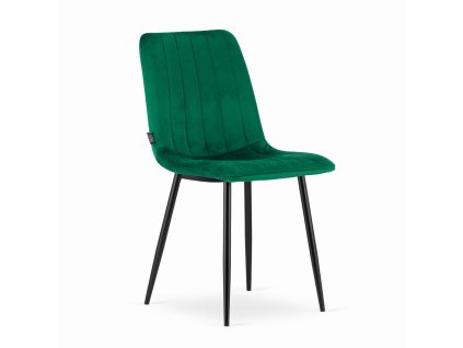 Zelená sametová židle LAVA s černými nohami – moderní elegance