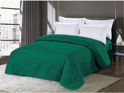 Zelený přehoz na postel se vzorem STONE (Rozměr 220 x 240 cm)