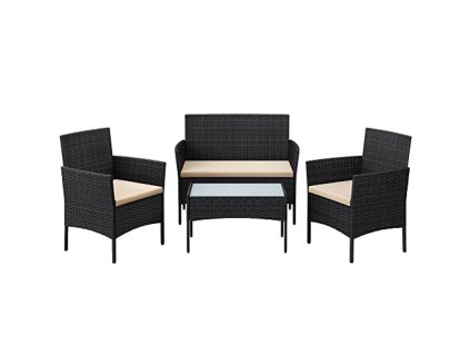 Set de gradina ratan negru TURIA
