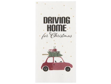 Servírovací ubrousky DRIVING HOME FOR CHRISTMAS 40x40 cm, 16 ks bílé pro sváteční tabuli