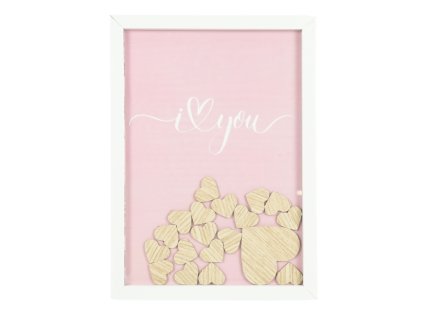 Dřevěný rámeček na fotky HEARTS 21x29,7 cm s romantickým motivem
