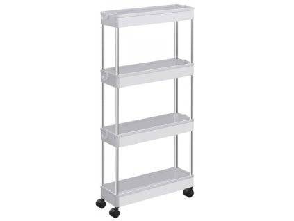 Raft plastic pe roti CART 13,5x42x83 cm alb