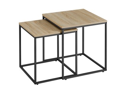 Sada stolků QUADRO dub sonoma – moderní design, kovový rám, ideální do obývacího pokoje i menších prostor.