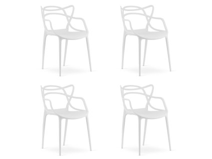 Set 4 bucati scaune din plastic KATO albe