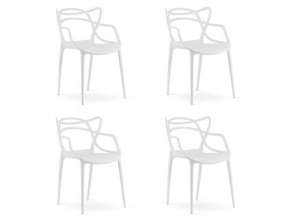 Set 4 scaune din plastic KATO, alb
