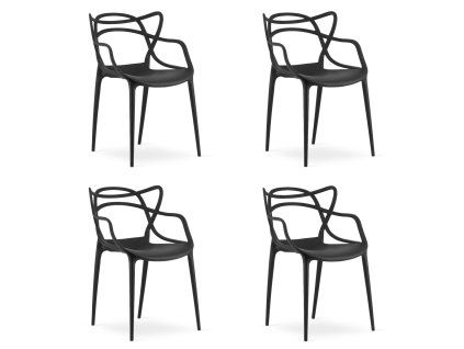 Set 4 scaune din plastic KATO, negru