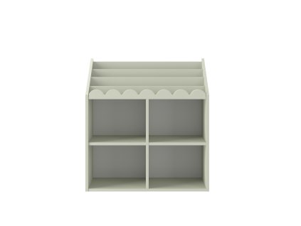 Dětská knihovna BOOK NOOK SAGE 71x76 cm světle zelená s praktickými přihrádkami