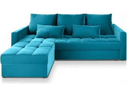 Canapea coltar extensibil ZENOVA 220 x 140 cm, reversibila - albastru