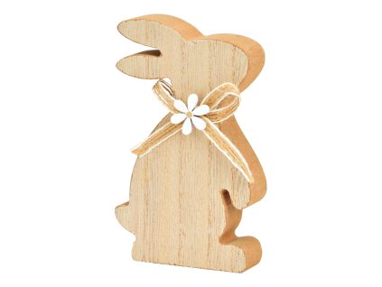 Velikonoční dřevěný zajíc BOW BUNNY 12 cm s ozdobnou mašlí