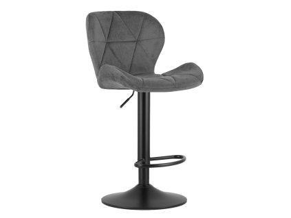 Scaun de bar cu picior negru WEST VELVET, gri