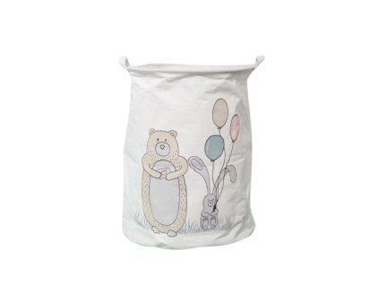 Koš na hračky BEAR 35x45 cm – bílý s roztomilým medvědem