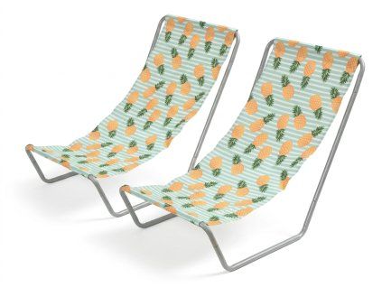 Sada 2 ks skládacích plážových lehátek SAND PINEAPPLE, barevné