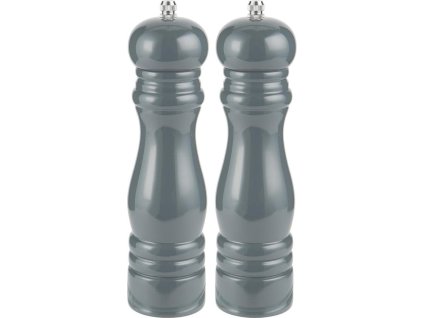 Sada 2 šedých mlýnků na sůl a pepř GREY s keramickým mlecím systémem a označením S a P.