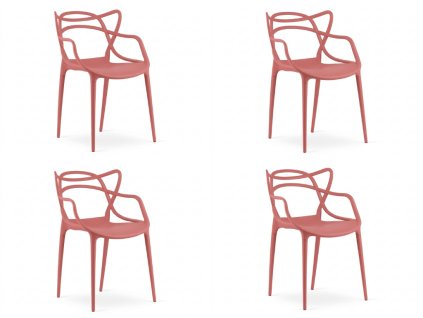 Set 4 bucati scaune din plastic KATO rosii
