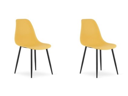 Moderní sada 2 ks hořčicových židlí OSAKA s černými nohami do kuchyně i jídelny