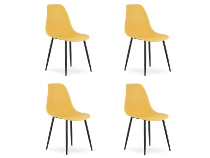 Moderní sada 4 ks hořčicových židlí OSAKA s černými nohami do kuchyně i jídelny
