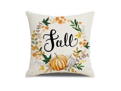 Podzimní povlak na polštář FALL krémový 45x45 cm s nápisem