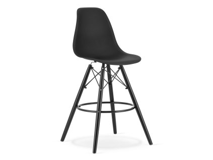 OFERTA Scaun de bar negru CARBRY LAMAL cu picioare negre a doua calitate