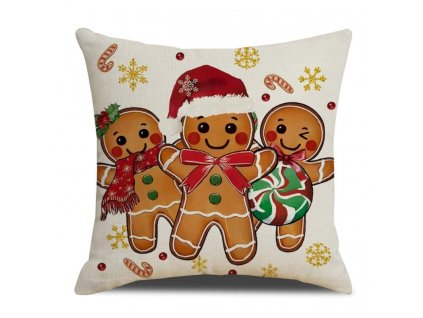 Povlak na polštář GINGERJOY 45x45 cm s veselým vánočním motivem