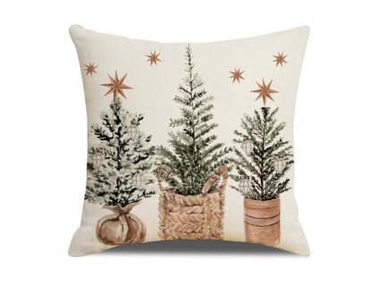 Vánoční povlak na polštář NORDIC GREEN 45x45 cm s motivem stromků
