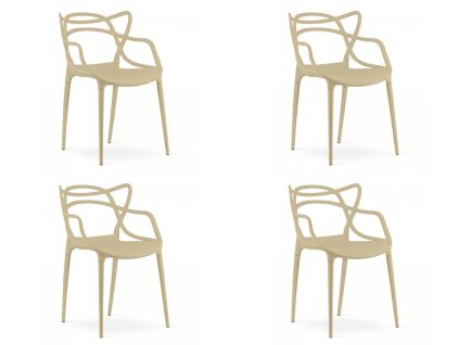 Set 4 bucati scaune din plastic KATO, bej