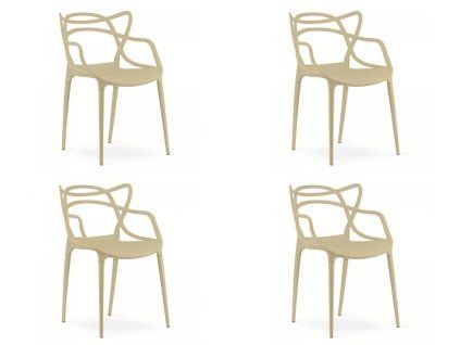 Set 4 scaune din plastic KATO, bej