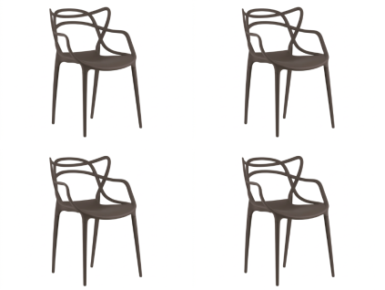 Set 4 piese scaune din plastic KATO, maro