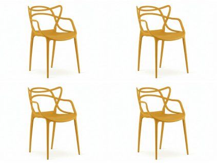 Set 4 bucati scaune din plastic KATO, mustar