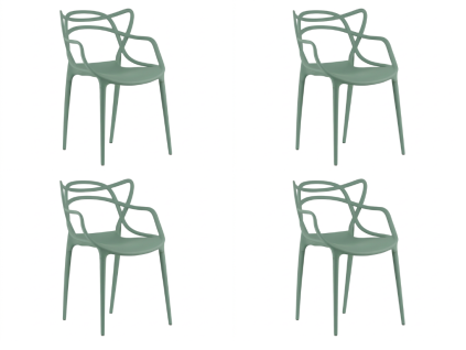 Set 4 scaune din plastic KATO, verde salvie