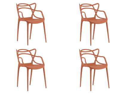 Set 4 bucati scaune din plastic KATO, teracota