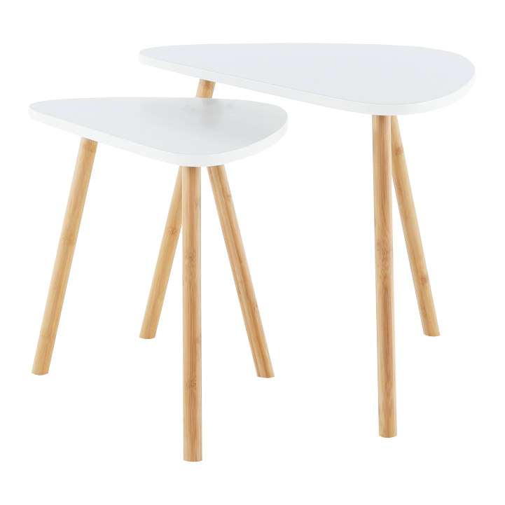 Set masute de cafea Culoare Alb / Natural BISMAK