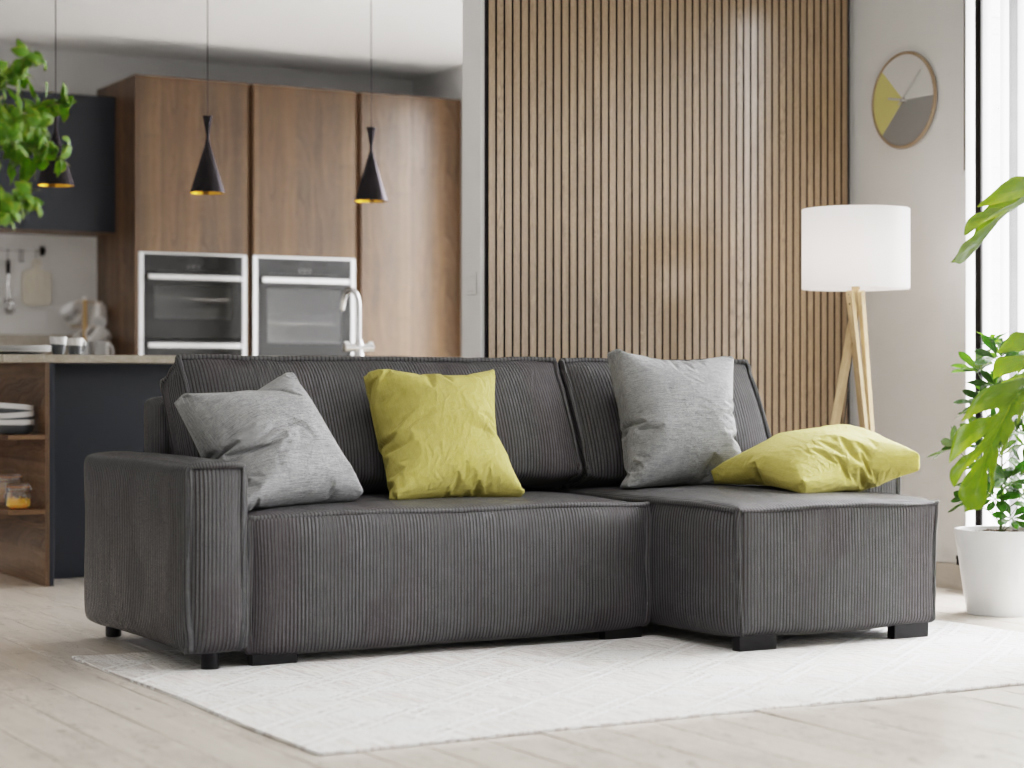 Canapea extensibila cu colt bilateral Culoare Gri inchis SMART