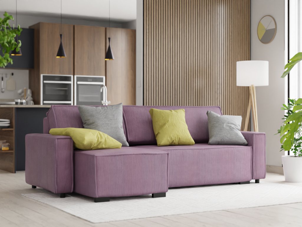Canapea extensibila cu colt bilateral Culoare Roz SMART